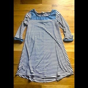 Umgee Striped Dress Chambray Detailing Sz S